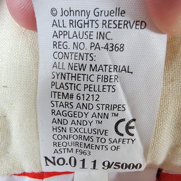 Applause Raggedy Ann and Andy Dolls Set Stars and Stripes 1998 HSN Limited 5000 - Picture 7 of 12